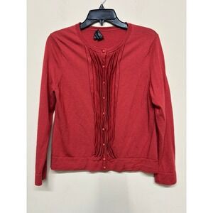 Talbots Petites Red Italian Merino Wool Cardigan Button Front Size XL Feminine